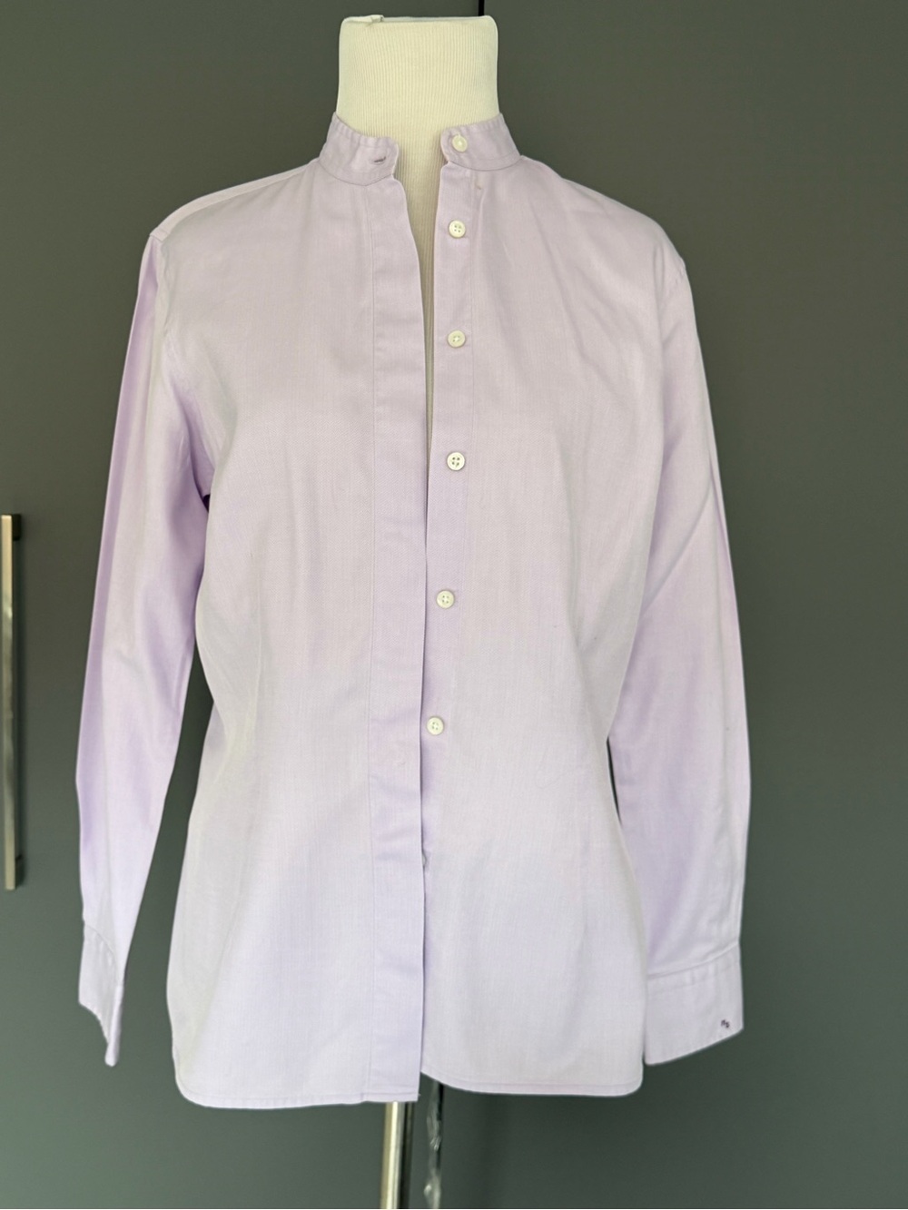 Men's Lavender Band Collar Shirt